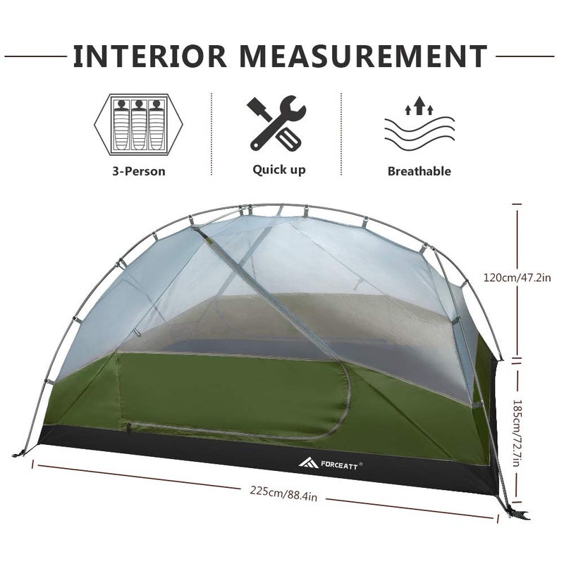 Forceatt Tent 3 Person Camping Tent, Waterproof and Windproof 3-4 Seasons Ultralight Backpack Tent, can be Installed Immediately, Suitable for Hiking, Camping, Outdoorâ€¦ - Image 3